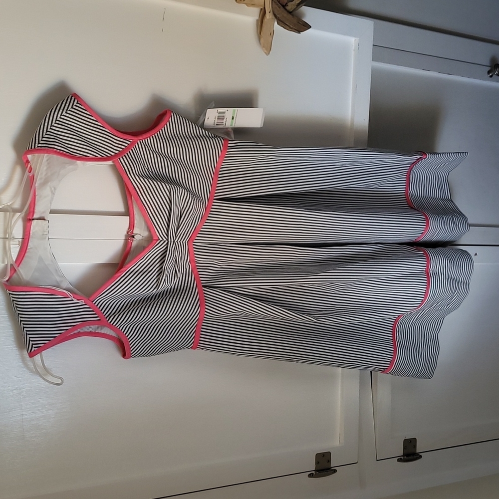 London Times Women's Sleeves Striped Dress 8P NWT